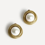 Afterglow Gold Pearl Twist Stud Earrings