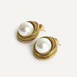 Afterglow Gold Pearl Twist Stud Earrings