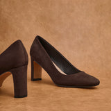 Agenda Brown Faux Suede Court Heels