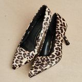 Aim Wide Fit Leopard Satin Court Heels