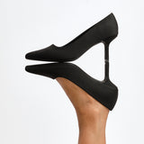 Aim Wide Fit Black Scuba Court Heels