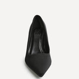 Aim Wide Fit Black Scuba Court Heels
