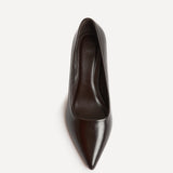 Aim Wide Fit Brown Faux Leather Court Heels