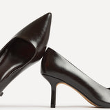 Aim Wide Fit Brown Faux Leather Court Heels