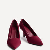 Aim Wide Fit Burgundy Scuba Court Heels