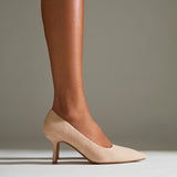 Aim Wide Fit Nude Faux Suede Court Heels