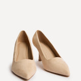 Aim Wide Fit Nude Faux Suede Court Heels