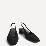 Aire Black Faux Suede Slingback Court Heels