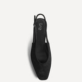Aire Black Faux Suede Slingback Court Heels