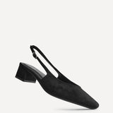 Aire Black Faux Suede Slingback Court Heels