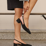 Aire Black Faux Suede Slingback Court Heels