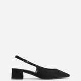 Aire Black Faux Suede Slingback Court Heels