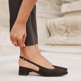 Aire Brown Faux Suede Slingback Court Heels