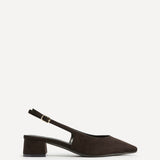 Aire Brown Faux Suede Slingback Court Heels