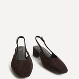 Aire Brown Faux Suede Slingback Court Heels
