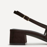 Aire Brown Faux Suede Slingback Court Heels