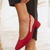 Aire Red Faux Suede Slingback Court Heels