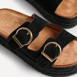Alabama Black Plaited Flatform Sliders