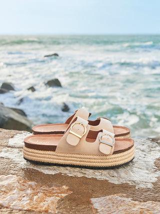 Alabama Nude Plaited Flatform Sliders