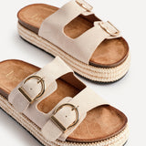 Alabama Nude Plaited Flatform Sliders