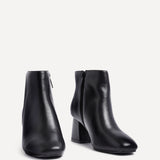 Alba Wide Fit Black Faux Leather Heeled Boots