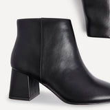 Alba Wide Fit Black Faux Leather Heeled Boots