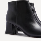 Alba Wide Fit Black Faux Leather Heeled Boots