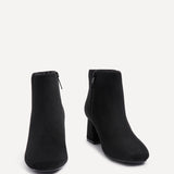 Alba Wide Fit Black Faux Suede Heeled Boots