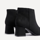 Alba Wide Fit Black Faux Suede Heeled Boots