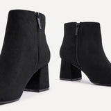 Alba Wide Fit Black Faux Suede Heeled Boots