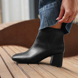 Alba Wide Fit Black Faux Leather Heeled Boots