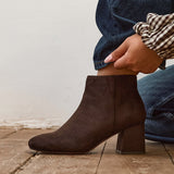 Alba Wide Fit Brown Faux Suede Heeled Boots