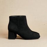 Alba Wide Fit Black Faux Suede Heeled Boots
