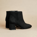 Alba Wide Fit Black Faux Suede Heeled Boots