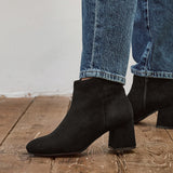 Alba Wide Fit Black Faux Suede Heeled Boots