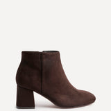Alba Wide Fit Brown Faux Suede Heeled Boots