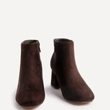 Alba Wide Fit Brown Faux Suede Heeled Boots