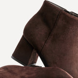 Alba Wide Fit Brown Faux Suede Heeled Boots