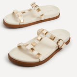 Alert Ivory Studded Slip On Sandals