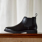 Alessandro Mens Black Faux Leather Chelsea Boots