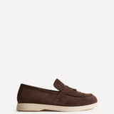 Alette Brown Faux Suede Slip On Loafers