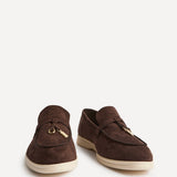 Alette Brown Faux Suede Slip On Loafers