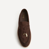 Alette Brown Faux Suede Slip On Loafers