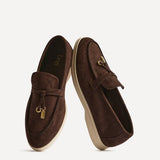 Alette Brown Faux Suede Slip On Loafers