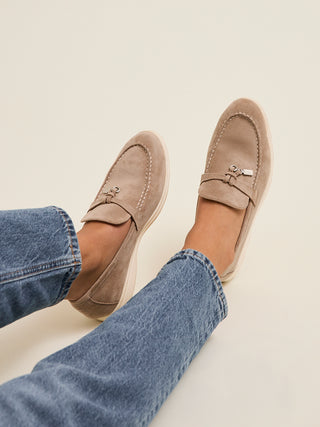 Alette Mocha Faux Suede Slip On Loafers