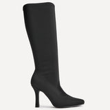 Alexia Black Lycra Stretch High Leg Boots