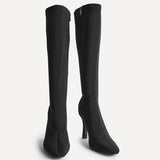 Alexia Black Lycra Stretch High Leg Boots