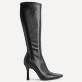Alexia Black Faux Leather Stretch High Leg Boots