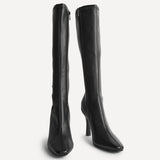 Alexia Black Faux Leather Stretch High Leg Boots