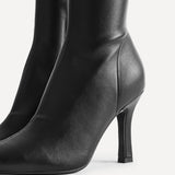 Alexia Black Faux Leather Stretch High Leg Boots